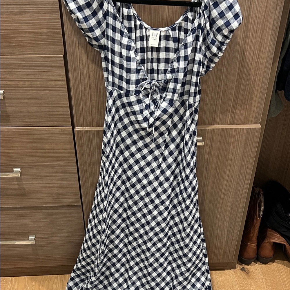 GAP DOEN collab navy gingham dress
